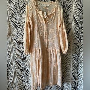 NWT $278 Jen’s Pirate Booty Drop Waist Peach Gauze Dress Seagrass Crinkle Sunset
